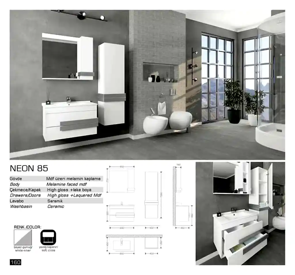 lux neon banyo mobilyası