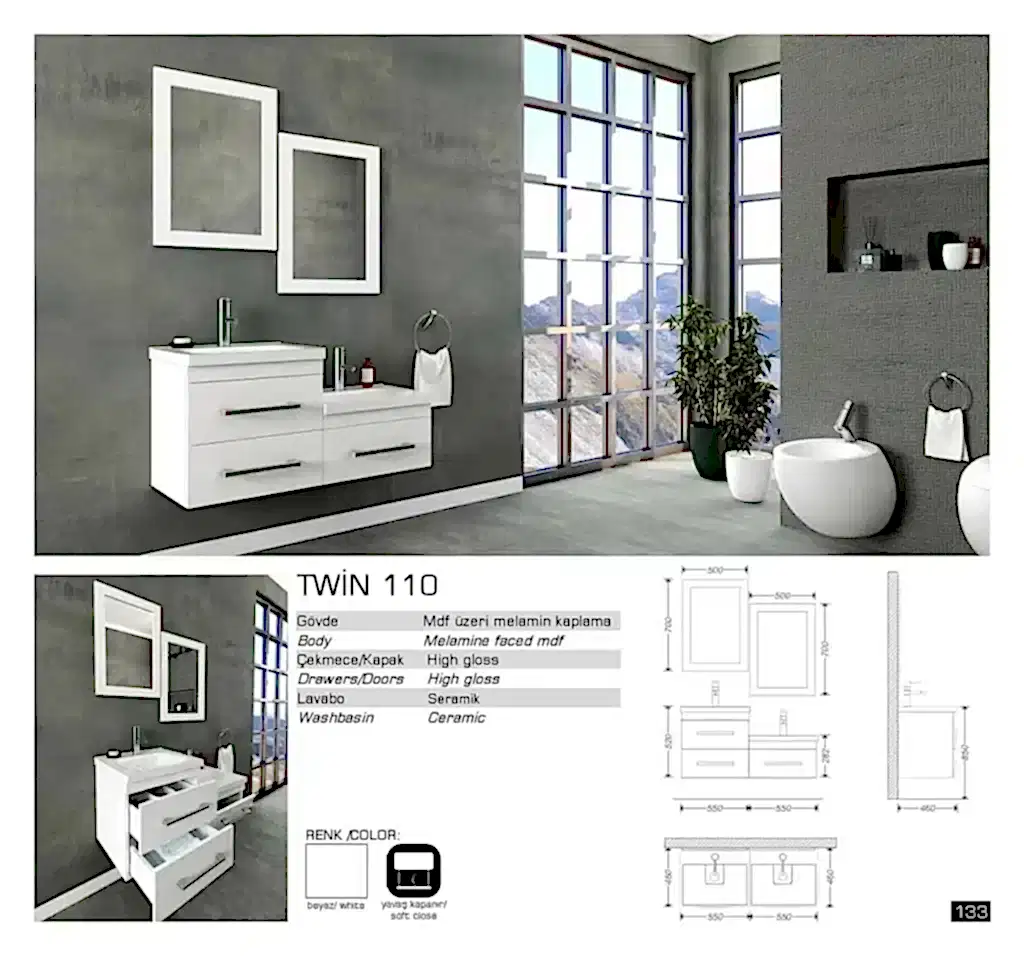 lux twin banyo mobilyasi