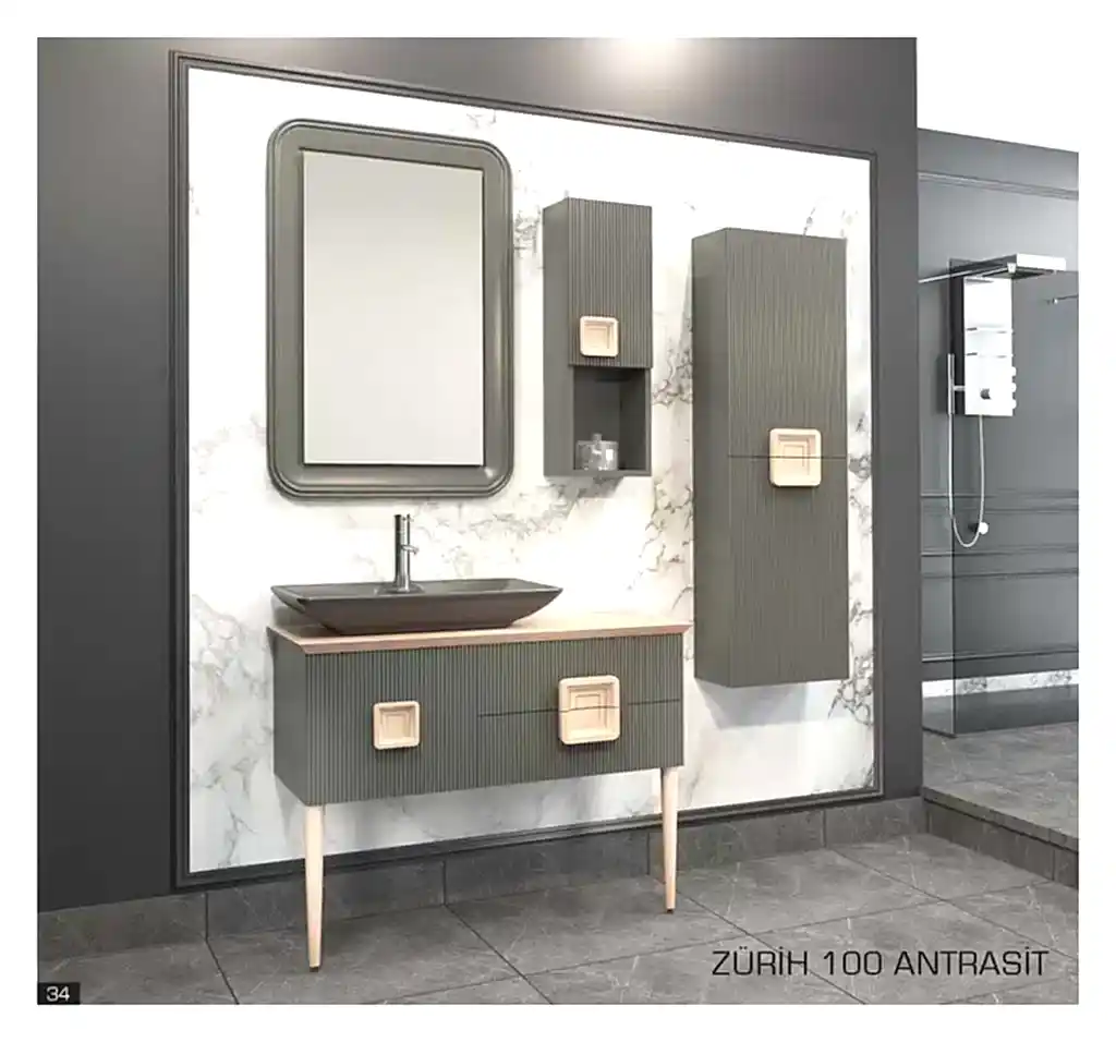 premium zurih banyo dolabı antrasit
